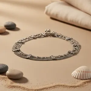 Delicada Tobillera de Plata 925 para Mujer con Diamantes y Perlas, Cadena Chapada en Oro para Regalo - Product Image 1