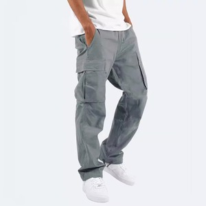 Men Cargo Pants Style Multi Pocket Joggers with Drawstring Cuffs Casual Streetwear Trousers for Outdoor - Product Image 3
