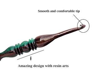 Crochets en résine époxy faits à la main Mélange en bois Aiguille ergonomique 3mm à 12mm de tailles différentes Manche souple Aiguille à tricoter - Product Image 2