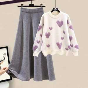 Conjunto Otoñal HANO Regular Plus Size Unisex Ligero Reversible Transpirable 100% Algodón de Punto Suéter Holgado de Cintura Alta Falda Midi - Product Image 4