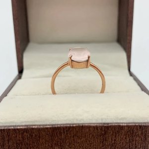 Anillo de corte ovalado solitario de cuarzo rosa de Plata de Ley 925 chapado en oro diseño clásico boda fiesta de compromiso con - Product Image 6