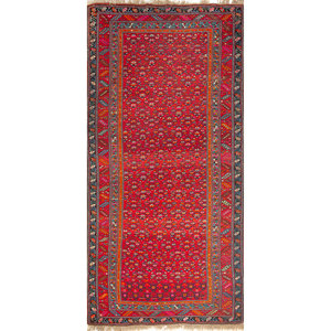 Tapis en laine noués à la main Aalam en rouge et orange à motif géométrique, tapis de prière - Paem-1224 - Product Image 1