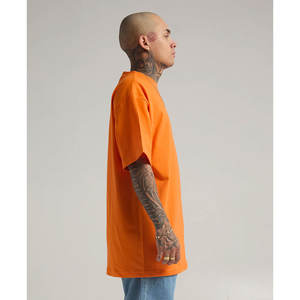 Haute qualité grand Fitness T-Shirt grande taille Streetwear mode Fit hommes solide col rond coton mélangé Orange T-Shirt - Product Image 3