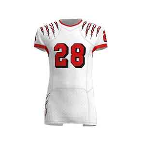 Personalizado de los hombres de fútbol americano Jersey corto de fábrica al por mayor de transferencia de calor de impresión transpirable fácil de usar uniforme de material suave - Product Image 5