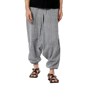 Pantalon Afghani de Style Baggy Classique et Décontracté pour Homme 100% Coton Taille Libre Taille Haute Toile Légère Motif de Cordon de Lavage Foncé - Product Image 1