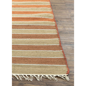 พรมห้องนั่งเล่นอินดัสบาร์ สีแดงและสีส้ม พรมขนสัตว์ทอลายเรียบพร้อมลายทางสำหรับตกแต่งทางเดิน LED-04 รูปทรงสี่เหลี่ยมผืนผ้า - Product Image 4