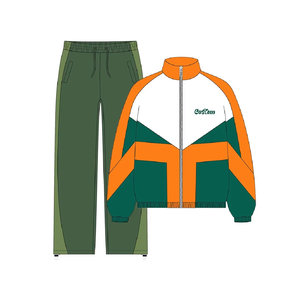 Survêtement coupe-vent personnalisé avec broderie de jogging avec logo Survêtement imprimé pour hommes Veste zippée en nylon Survêtements pour hommes complet - Product Image 1