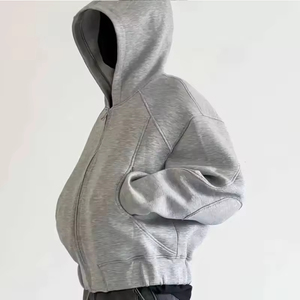 OEM ODM personalizado Puff impresión Sudadera con capucha Oversized Boxy recortada Zip up Streetwear Sudaderas con estilo personalizado bordado Sudadera con capucha vendedor - Product Image 2