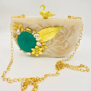 Women's Fashion Mini Resin Clutch Bag with Crystal Embellishments and Shoulder Strap - Product Image 1
