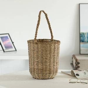 Panier de fleurs suspendu en paille de jonc de mer de la plus haute qualité paniers floraux tissés boho pour la décoration intérieure prix bon marché - Product Image 4