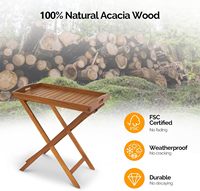 Table d'appoint pliante rectangulaire en bois d'acacia, durable, résistante aux intempéries, pour extérieur, vente en gros, idéale pour patio, table basse, salle à manger d'hôpital