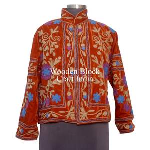 <b>Velvet</b> Suzani Embroidered Jacket Handmade Floral Boho <b>Coat</b> Vintage Tribal Outerwear Unique Artisanal Statement Jacket - Product Image 2