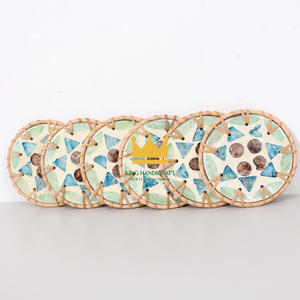 แผ่นรองแก้วหวายหลากสีสำหรับรองแก้วสไตล์วินเทจเป็นมิตรต่อสิ่งแวดล้อมแผ่นรองแก้วแบบสาน - Product Image 3