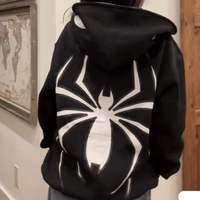 Sweat à capuche Spider pour homme en coton épais 100% avec strass, design vintage, coupe oversize, doublure polaire, style streetwear printemps, personnalisable