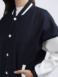 Chaqueta universitaria de alta calidad para mujer, venta al por mayor, chaqueta de béisbol Bomber, mezcla de algodón y lana de gran tamaño, ropa de abrigo elegante Letterman - Product Image 2