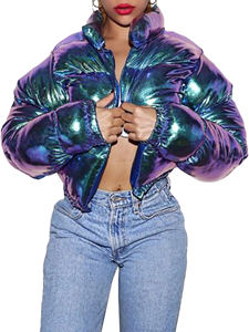 Veste matelassée légère pour femme, manteaux d'hiver pour femme Veste rembourrée à bulles matelassée chaude Crop Top Casual Wear Quick Dry - Product Image 4