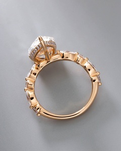 Anillo de compromiso de diamante moissanita de corte de pera de 12x8mm en oro | Joyería de Boda nupcial de piedra lateral Marquesa - Product Image 5