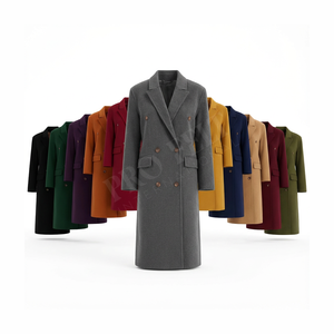 Abrigo Largo Cruzado de Lana de Cachemira Multiusos, Abrigo de Lana Elegante de Invierno, Entallado, con Logotipo Bordado Personalizado - Product Image 1