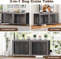 Fabricant de meubles de chenil en bois robuste avec séparateur épais, support de télévision, cage pour chien pour 2 chiens, meubles de maison