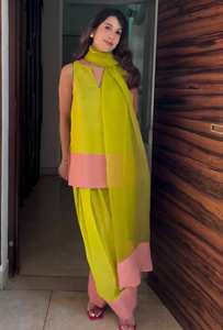 Blossom-Colección de estilo vintage, conjunto de Kurti Listo para usar, Georgette, estampado digital de alta calidad, ropa formal para festivales, Salwar - Product Image 5