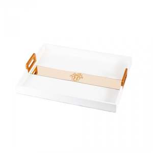 Bandeja de Servicio Moderna de Madera y Metal con Asa para Hotel, Bodas y Navidad, para Servir Alimentos en la Mesa - Product Image 1