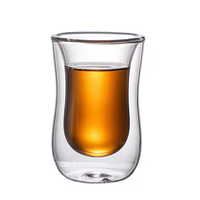 Tasse en verre borosilicate transparent à double paroi Tasse à café et à thé en cristal à usage manuel