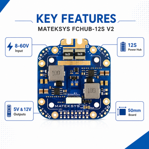 MATEKSYS FCHUB-12S V2 8-60V 3-12S PDB Power Hub con Sensor de Corriente de 440A y BEC de 5V 12V para Drones FPV UAV - Product Image 2