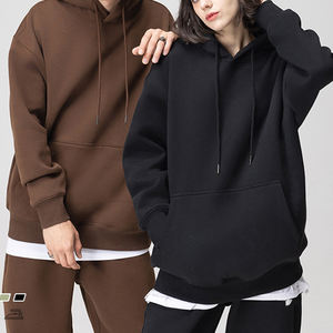 เสื้อฮู้ดผ้าฝ้ายสองชิ้นเสื้อฮู้ด100% สะพายไหล่ผ้าฝ้ายสีทึบทรงหลวมระบายอากาศได้ดีโลโก้แบบกำหนดเอง - Product Image 3