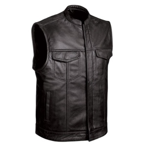 Gilet de motard en cuir d'hiver pour hommes Veste sans manches pour vêtements d'extérieur respirants à séchage rapide de haute qualité - Product Image 1
