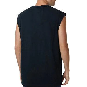100% algodón O-cuello Tank Tops Logotipo impreso personalizado Patrón sólido Sin mangas suelta Camiseta sin mangas para hombres - Product Image 2