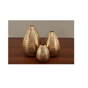 Vase à fleurs en métal et aluminium de conception texturée au riz moderne Décoration intérieure haut de gamme pour chambre à coucher, salon et mariage - Product Image 1
