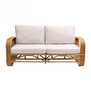 Causeuse en rotin naturel fabriquée à la main avec coussins en peluche canapé de style bohème pour salon confortable et extérieur pour appartements - Product Image 5