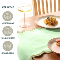 Chemin de table Jacquard 100% coton matelassé et imprimé Design festonné Table à manger élégante Chemin décoratif