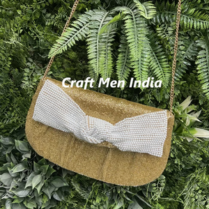 Curves Ahead Tonos neutros Semilla Cuenta Crossbody Cadena Bolso de mano Estilo bohemio Bordado Perla Abierta Regalo elegante para damas - Product Image 6