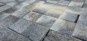 Custom <b>Grey</b> Hair On Cowhide <b>Rug</b> with Laser Engraving Handmade Real Leather Fur Carpet <b>For</b> Home & Office Decor - Product Image 5