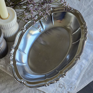 Antique <b>Silver</b> Serveware <b>Silver</b> Decorative Platter Luxury Tableware Classic <b>Silver</b> <b>Bowl</b> Vintage <b>Silver</b> Decor - Product Image 1