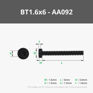 Tornillos Autorroscantes Métricos BT1.6 con Acabado en Zinc Negro (SHCS) - Product Image 2