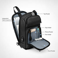 Sac bandoulière homme en gros d'usine avec port de chargement USB, multiples poches, compartiment pour tablette 9,7 pouces et PVC résistant à l'eau