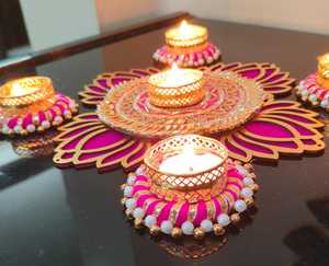 Porte-bougie indien fait à la main Diwali décoration de la maison faveur de mariage bougeoir cadeau de fête Diyas pour faveur de Pooja - Product Image 3