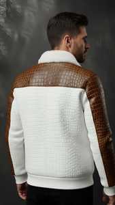 แจ็คเก็ตหนังแท้ทำมือ หนังจระเข้ หนังวัว ขายดี แจ็คเก็ตหนังพรีเมียมสำหรับผู้ชาย เสื้อคลุมดีไซเนอร์ แจ็คเก็ตฤดูหนาวสำหรับผู้ชาย - Product Image 6