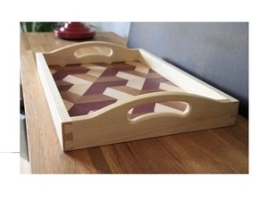 Plateau en bois personnalisé écologique 100% plateau de fruits de service en bois naturel avec poignées produit de bonne qualité - Product Image 3