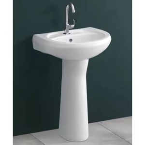 Juego de lavabo de Pedestal para baño, juego de lavabo de Pedestal de cerámica de pie, juego de lavado de Pedestal con orificio para Hotel - Product Image 4