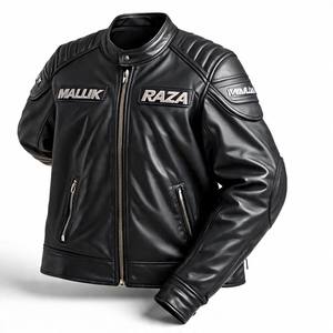 Chaqueta de motorista de cuero con patrón personalizado exclusivo | MOQ flexible directo de fábrica - Product Image 2