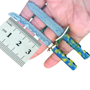 Cuchillo de cocina en miniatura de acero de Damasco de alta calidad con mango de patrón de hoja de resina y Funda de cuero nuevo diseño - Product Image 1