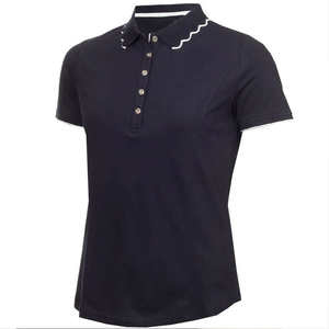 Polo Femme Manches Courtes Haute Qualité Coton Coupe Slim Col Festonné T-shirt Business Décontracté pour Golf et Tennis - Product Image 3