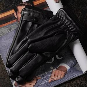 2025 Offre Spéciale noir PU cuir gants d'hiver pour hommes chaud coupe-vent écran tactile capacité Style décontracté avant Logo solide - Product Image 2