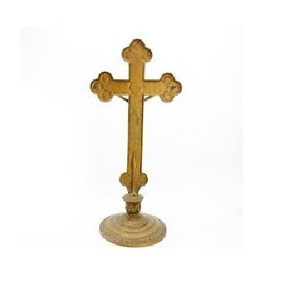 Laiton antique Jésus Croix Crucifix Église Autel Croix Pilier Base Décorations De Noël Jérusalem Église RC Modèle Fourniture - Product Image 4