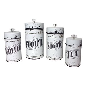 Farmhouse Galvanized Canisters Storage <b>Containers</b> for <b>Coffee</b>, <b>Tea</b> <b>and</b> <b>Sugar</b> in Galvanized Iron <b>and</b> Wood Design - Product Image 4