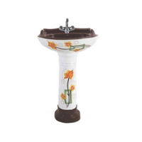 Lavabo sur pied en céramique colorée moderne avec drain, à poser au sol, pour salle de bain, hôtel, villa