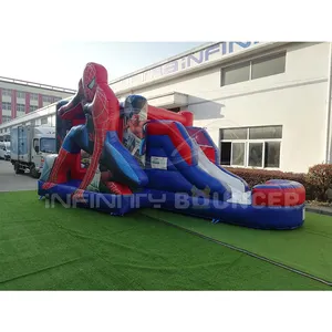 Rumah pantul Kombo melompat istana tiup superman gonflable komersial anak dewasa dengan perosotan